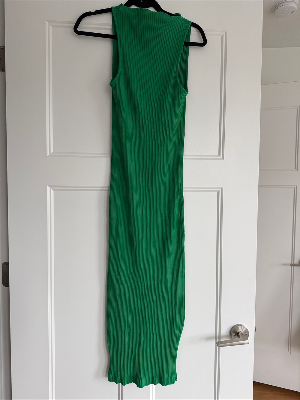 Zara Emerald Green Ribbed Sleeveless Midi Dress